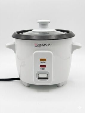 DENMARK 4 Cup Rice Cooker White Glass Lid Excellent Condition 4000353426